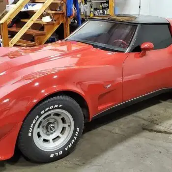 Red sports car with tinted windows