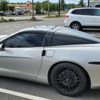 Silver sports car with tinted windows