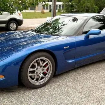 Blue sports car with tinted windows